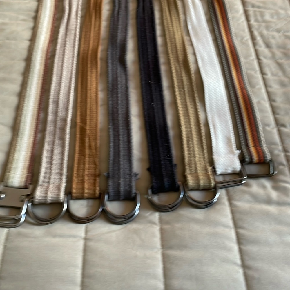 LOT of 8 Assorted belts fabric adjustable 30-32 waist size